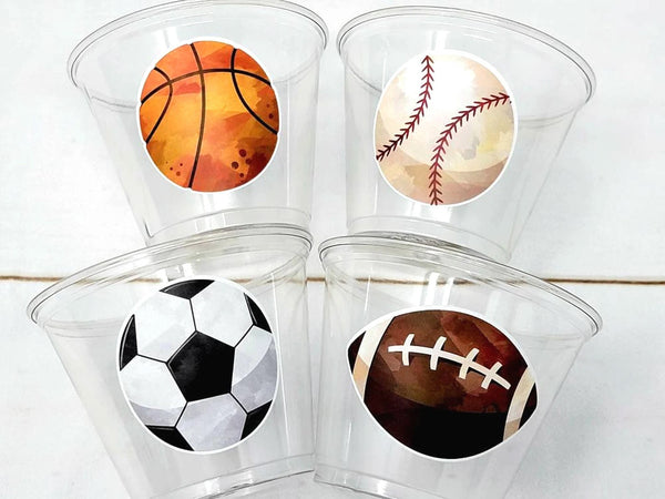 SPORTS PARTY CUPS - Sports Cups Sports Birthday Sports Party Football Party Cups Baseball Party Cups Soccer Party Cups Basketball Party Cups
