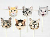 Cat Cupcake Toppers, Cat Party Cupcake Toppers, Cat Faces Cupcake Toppers