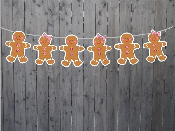 GINGERBREAD GARLAND - Gingerbread Banner Gingerbread Gender Reveal Gingerbread Decorations Gingerbread He or She Gingerbread Party Banner