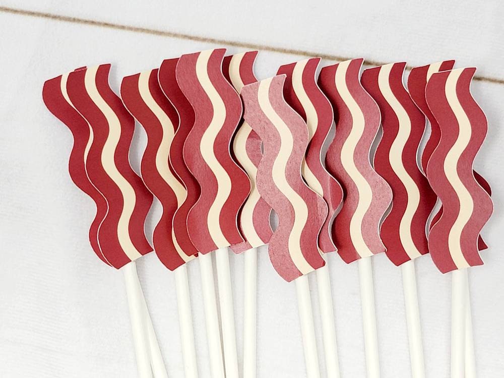 BACON Cupcake Toppers, Breakfast Party Cupcake Toppers, Breakfast Party Decorations