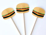 Hamburger Cupcake Toppers, Barbecue Cupcake, Fast Food Cupcake Toppers, Cook Out Cupcake Toppers, cheeseburger cupcake toppers (7917123P)