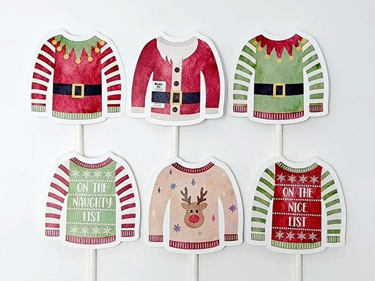 Ugly Sweater Cupcake Toppers Ugly Sweater Party Cupcake Toppers, Ugly Sweater Party Ugly Christmas Sweater Party Decorations Tacky Sweater