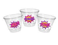 GIRL SUPERHERO PARTY Cups - Girl Superhero Cups Superhero Birthday Superhero Party Superhero Decorations Superhero Party Favors Pink Purple
