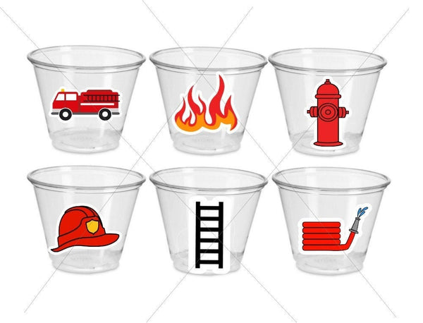 FIRETRUCK PARTY CUPS - Firetruck Cups Firetruck Party Firetruck Birthday Firetruck Birthday Party Favors Fire Truck Favors Fireman Birthday