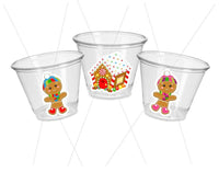 GINGERBREAD PARTY CUPS -Gingerbread Cups Christmas Party Cups Gingerbread Party Gingerbread He or She Cups Birthday Decoration Gender Reveal