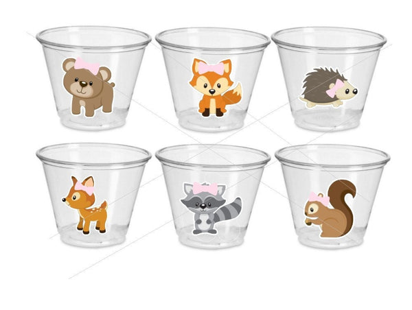 GIRL WOODLAND PARTY Cups- Woodland Cups Woodland Animals Woodland Decorations Woodland Birthday Woodland Baby Shower Woodland Birthday Party