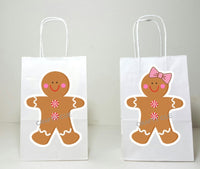 GINGERBREAD GOODY BAGS - Gingerbread Party Bags Gingerbread Favor Bags Gingerbread Party Favors Gingerbread Gender Reveal He or She Bags