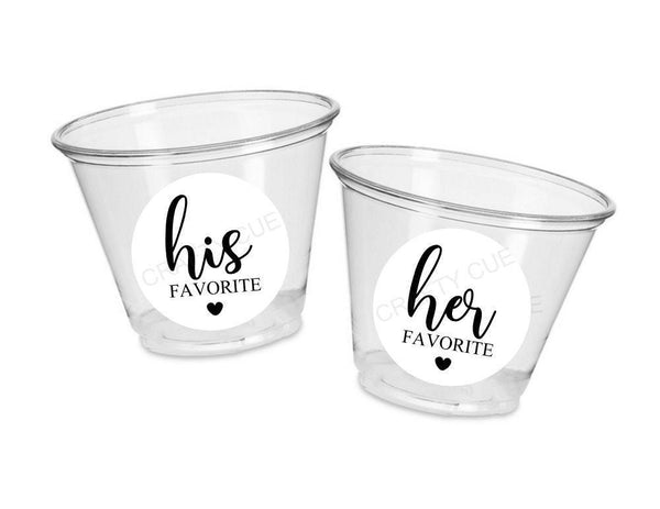 WEDDING FAVOR CUPS -Wedding Party Cups His Her Favorite Wedding Decorations Wedding Party Favors Wedding Party Supplies Rehearsal Dinner Cup