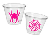 GIRL SPIDER PARTY Cups - Spider Web Cups Spider Cups Pink Spider Decorations Spider Birthday Spider Party Treat Cups Spider Web Party Cups