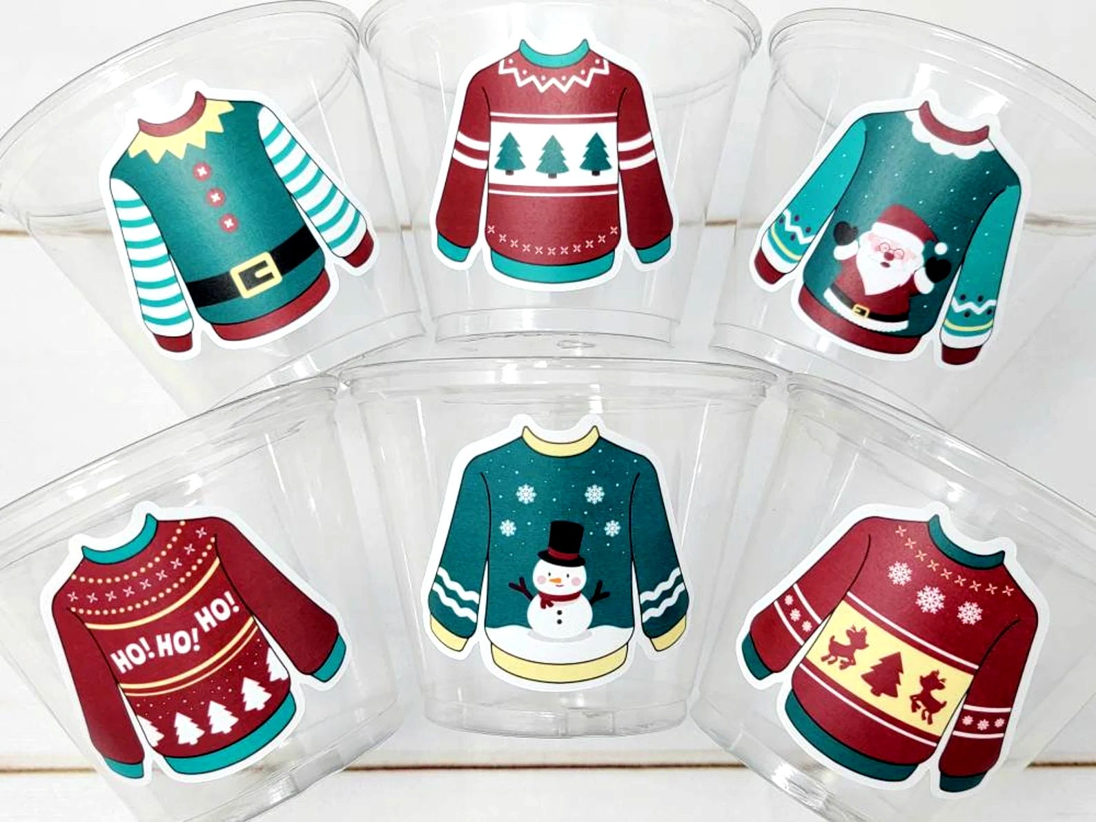 CHRISTMAS PARTY CUPS - Ugly Sweater Christmas Cups Christmas Decorations Christmas Party Supplies Christmas Party Favors Christmas Gifts