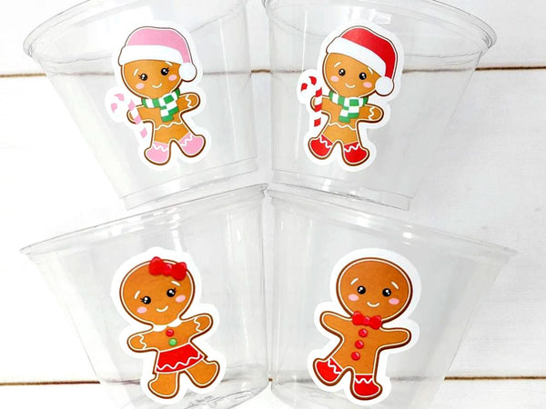 GINGERBREAD PARTY CUPS -Gingerbread Cups Christmas Party Cups Gingerbread Party Gingerbread He or She Cups Birthday Decoration Gender Reveal