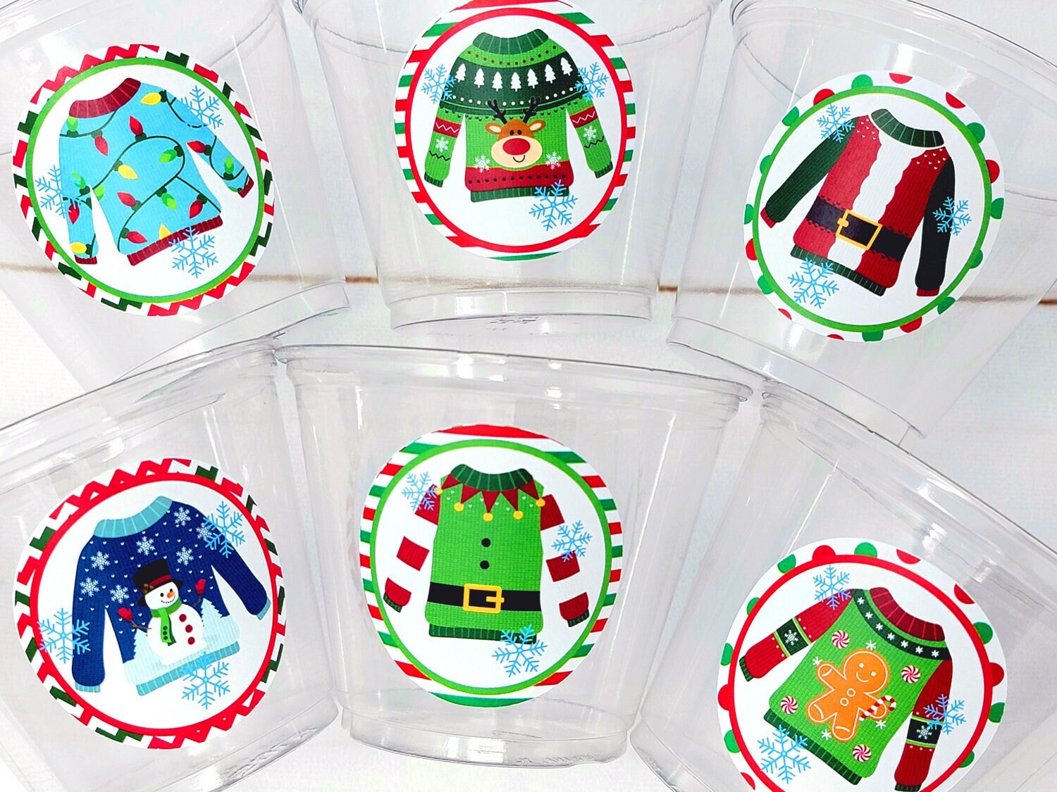 CHRISTMAS PARTY CUPS - Ugly Sweater Christmas Cups Christmas Decorations Christmas Party Supplies Christmas Party Favors Christmas Gifts