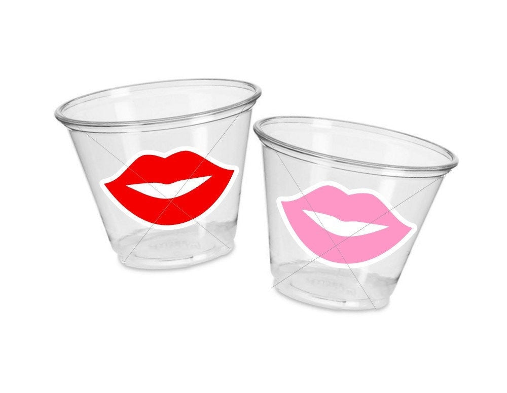 VALENTINE'S DAY CUPS - Valentine Party Cups Valentines Gifts Valentines Day Gifts Valentines Day Favor Cups Valentine's Day Cups Lips Cups
