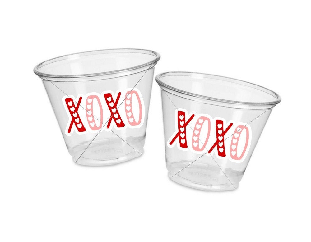 VALENTINE'S DAY CUPS - Valentine Party Cups Valentines Gifts Valentines Day Gifts Valentines Day Favor Cups Valentine's Day Cups XoXo Cups