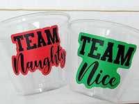 CHRISTMAS PARTY CUPS - Team Naughty Team Nice Christmas Decorations Christmas Party Christmas Party Favors Christmas Gifts Christmas Favors