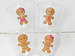 GINGERBREAD PARTY CUPS -Gingerbread Cups Christmas Party Cups Gingerbread Party Gingerbread He or She Cups Birthday Decoration Gender Reveal