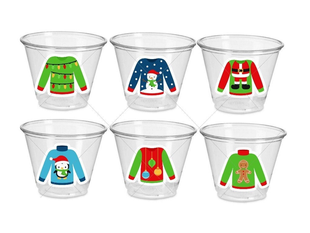 CHRISTMAS PARTY CUPS - Ugly Sweater Christmas Cups Christmas Decorations Christmas Party Supplies Christmas Party Favors Christmas Gifts