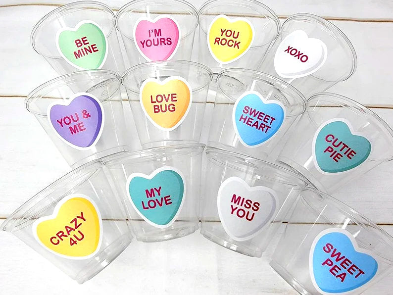 VALENTINES DAY CUPS - Valentines Party Cups Valentines Gifts Valentine Hearts Candy Valentines Day Favor Cups Valentine's Day Cups Valentine