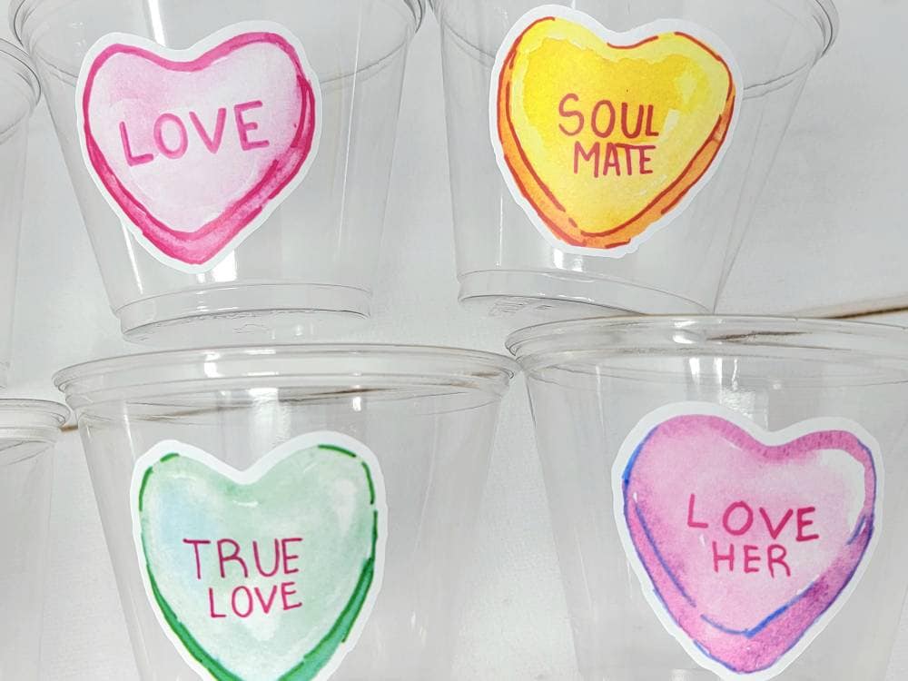 VALENTINES DAY CUPS - Valentines Party Cups Valentines Gifts Valentine Hearts Candy Valentines Day Favor Cups Valentine's Day Cups Valentine