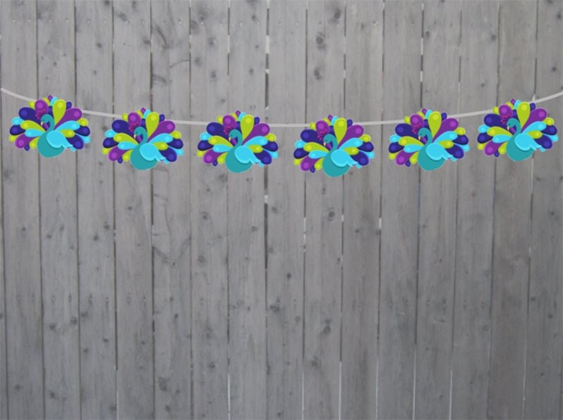Peacock Banner, Peacock Garland, Peacock Decorations, Peacock Baby Shower, Peacock Photo Prop, Peacock Birthday, Peacock Wedding