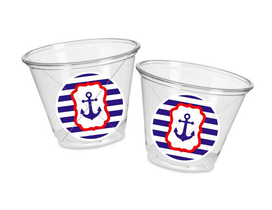 NAUTICAL PARTY CUPS - Nautical Treat Cups Nautical Birthday Nautical Party Nautical Party Favors Nautical Baby Shower Anchor Party Cups