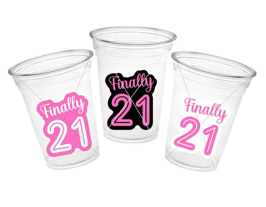 21st PARTY CUPS -21st Birthday Party 21st Party Decorations 21st Party Favors 21st Birthday 21 Birthday Party 21st Party Supplies Finally 21