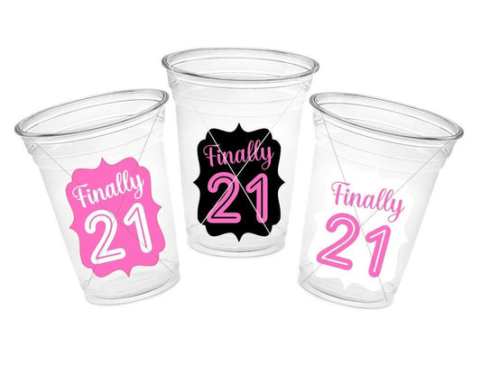 21st PARTY CUPS -21st Birthday Party 21st Party Decorations 21st Party Favors 21st Birthday 21 Birthday Party 21st Party Supplies Finally 21