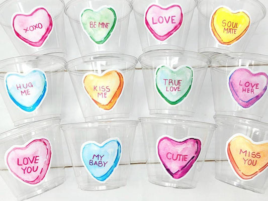 VALENTINES DAY CUPS - Valentines Party Cups Valentines Gifts Valentine Hearts Candy Valentines Day Favor Cups Valentine's Day Cups Valentine