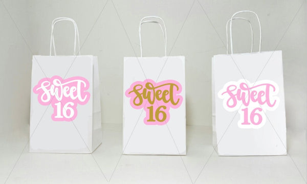 SWEET 16 PARTY BAGS - Sweet 16 Birthday Sweet 16 Party Sweet 16 Gift Bags Sweet Sixteen Decorations Sweet 16 Supplies Sweet 16 Party Favors