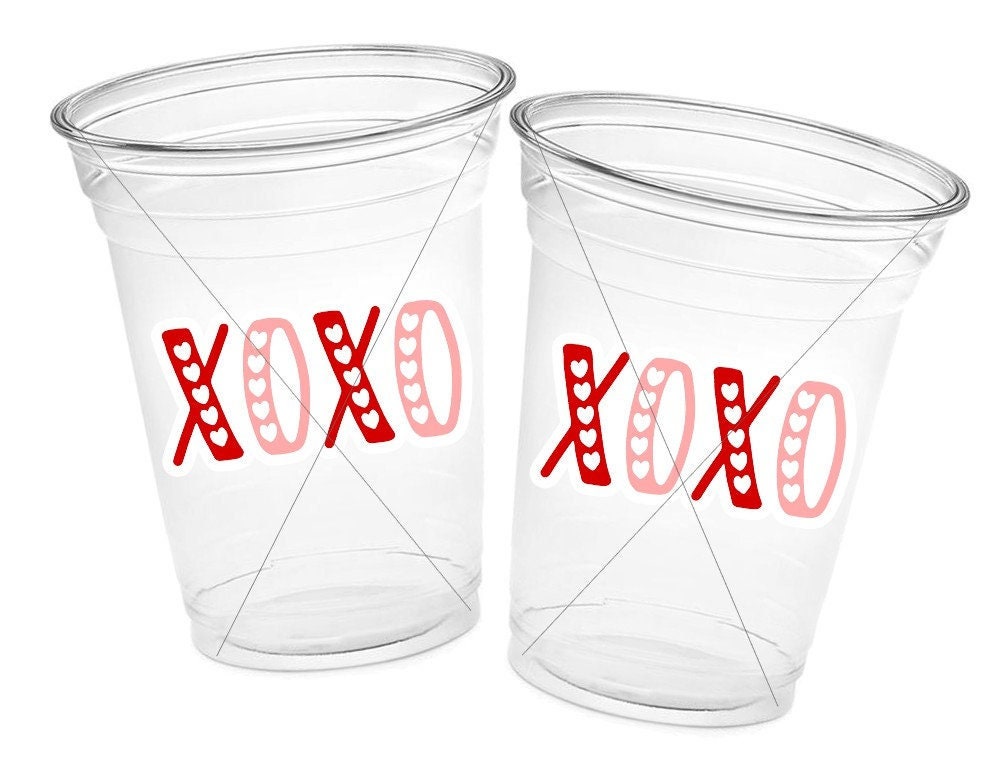 VALENTINE'S DAY CUPS - Valentine Party Cups Valentines Gifts Valentines Day Gifts Valentines Day Favor Cups Valentine's Day Cups XoXo Cups