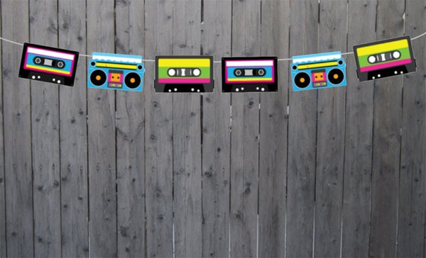 80's garland, 80's banner, 80's birthday banner, 80's party banner, 80's decorations, 80's party, Cassette Tape Banner, Cassette Tape