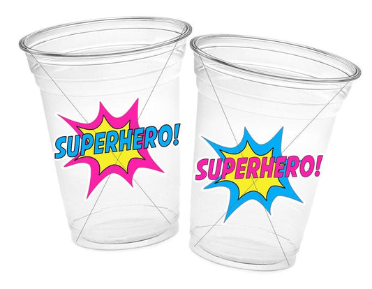 GIRL SUPERHERO PARTY Cups - Pink Superhero Cups Superhero Birthday Superhero Party Superhero Decorations Superhero Party Favors Cup Favors