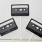 80's Cupcake Toppers, Black and Grey 80's Cupcake Toppers, Cassette Tape Cupcake Toppers, Boom Box Cupcake Toppers
