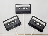 80's Cupcake Toppers, Black and Grey 80's Cupcake Toppers, Cassette Tape Cupcake Toppers, Boom Box Cupcake Toppers