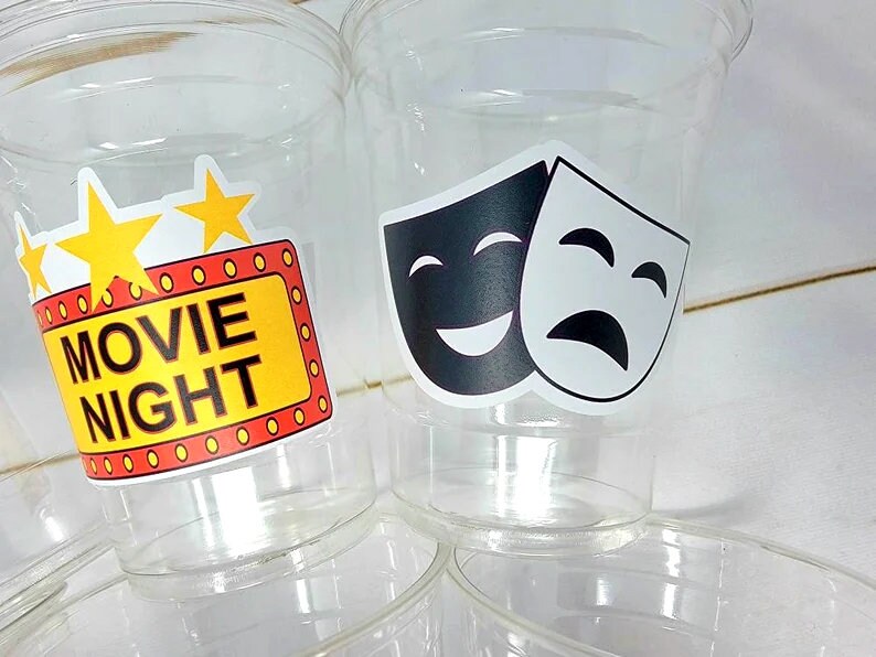 Popcorn Birthday Party cups, Movie Party favors, Popcorn Party favors, Movie party Supplies, Cinema