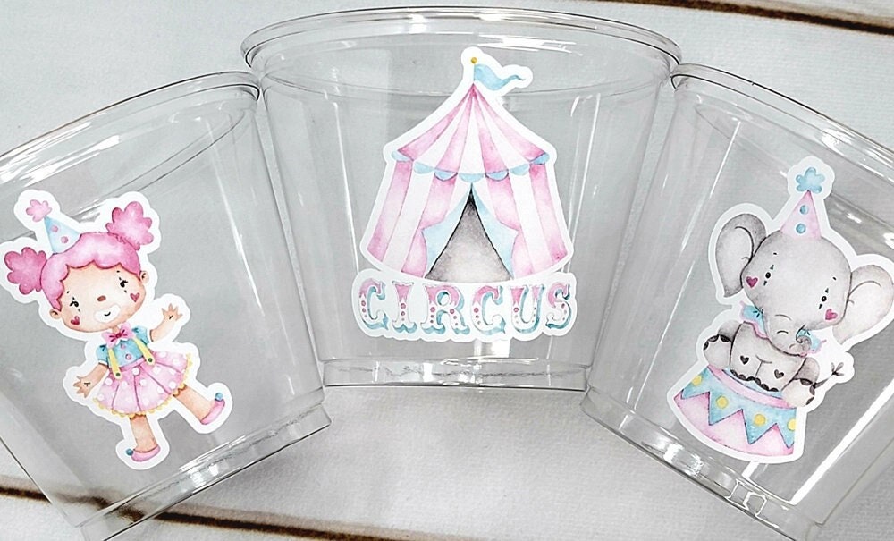 CIRCUS PARTY CUPS - Circus Birthday Cups Circus Party Favors Circus Party Cups Circus Baby Shower Circus Birthday Circus Party Decorations