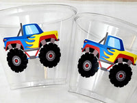 Monster Truck Party Cups, Monster Truck Treat Cups, Monster Truck Birthday, Monster Truck Party, Monster Truck Party Favors