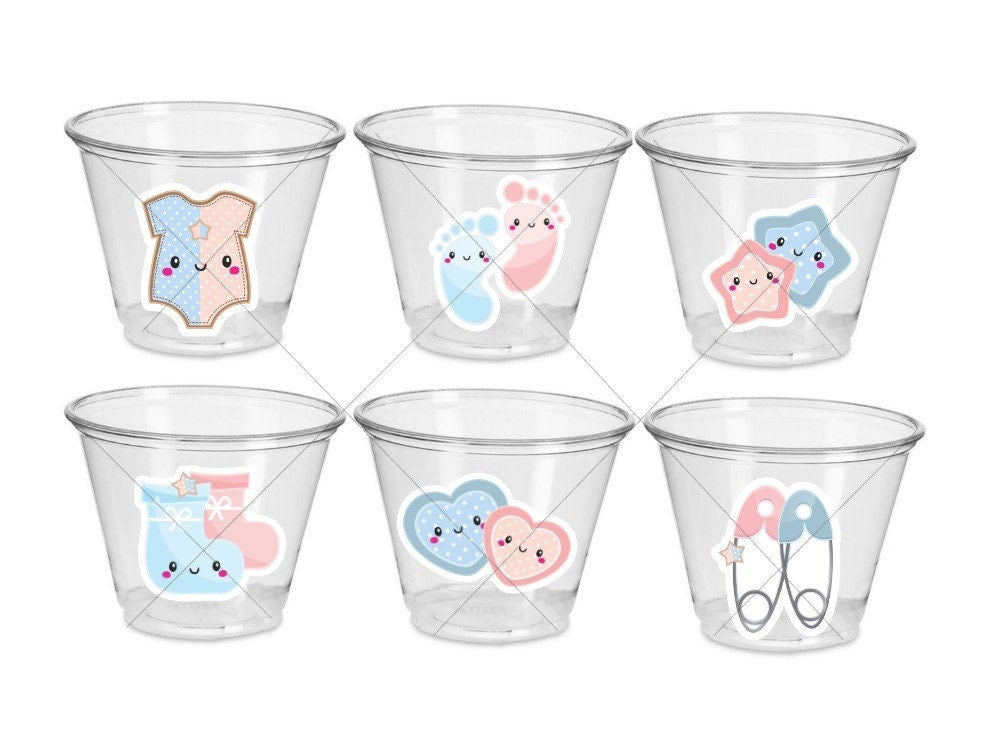 GENDER REVEAL Party Cups - Pink and Blue Party Cups Gender Reveal Party Favors One Piece Gender Reveal Gender Reveal Decorations Baby Shower