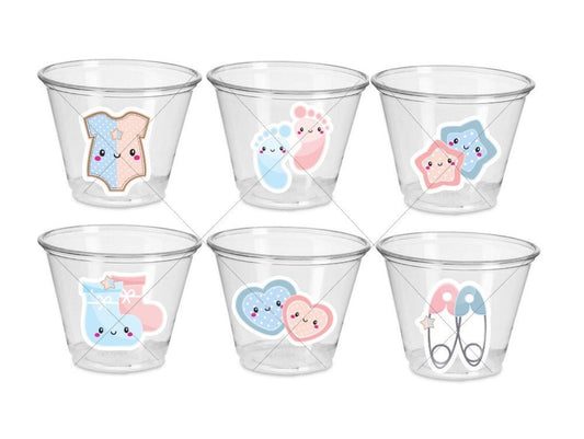 GENDER REVEAL Party Cups - Pink and Blue Party Cups Gender Reveal Party Favors One Piece Gender Reveal Gender Reveal Decorations Baby Shower