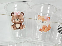 GIRL WOODLAND PARTY Cups- Woodland Cups Woodland Animals Woodland Decorations Woodland Birthday Woodland Baby Shower Woodland Birthday Party