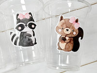 GIRL WOODLAND PARTY Cups- Woodland Cups Woodland Animals Woodland Decorations Woodland Birthday Woodland Baby Shower Woodland Birthday Party