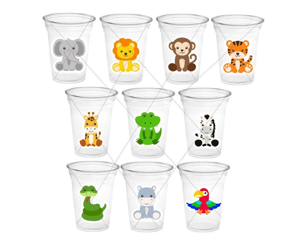 SAFARI PARTY CUPS  - Safari Birthday Cups Safari Birthday Safari Party Safari Decorations Safari Baby Shower Safari Favors Jungle Party Cups