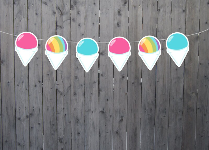 SNOW CONE Garland, Snow Cone Garland, Candy Bar Banner, Candy Birthday, Circus Garland Ice Cream Banner Candy Decoration Candy Buffet Circus