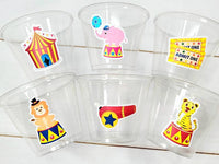 CIRCUS PARTY CUPS - Circus Birthday Cups Circus Party Favors Circus Party Cups Circus Baby Shower Circus Birthday Circus Party Decorations