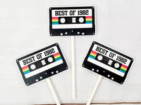 Cassette Tape Cupcake Toppers 40th Party Cupcake Toppers Best of 1982 40th Birthday Party 40th Birthday Cake Toppers 40th Party Decorations