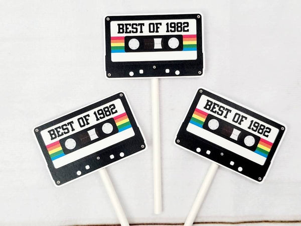 Cassette Tape Cupcake Toppers 40th Party Cupcake Toppers Best of 1982 40th Birthday Party 40th Birthday Cake Toppers 40th Party Decorations