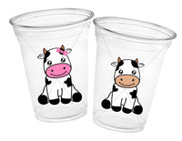 COW PARTY CUPS - Cow Cups Cow Birthday Cups Farm Animal Cups Cow Party Favors Farm Cow Baby Shower Cow First Birthday Cow Party Decorations