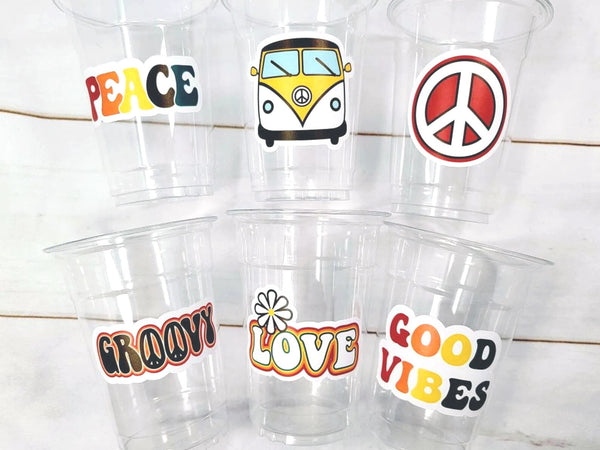 70'S PARTY CUPS - 70's Birthday Cups 70's Party Cups 70's Decorations 70's Birthday Party 70's Birthday Party Decorations Hippie Party Decor