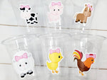 GIRL FARM PARTY Cups - Girl Farm Cups Farm Animal Cups Farm First Birthday Farm Baby Shower Barnyard Party Farm Birthday Decorations Farm