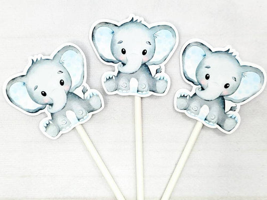 Elephant Cupcake Toppers, Baby Elephant Cupcake Toppers, Elephant Baby Shower Cupcake Toppers